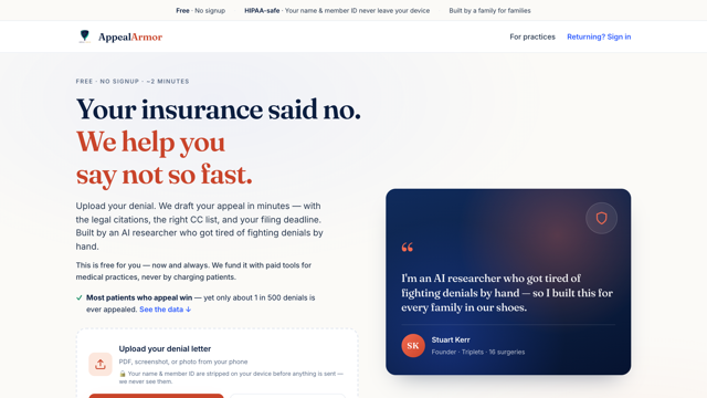 AppealArmor — the live SaaS website